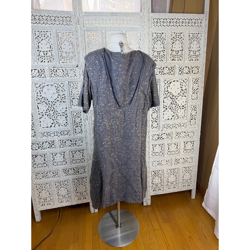 Cynthia Ashby Gray Linen Blend Dress Sz Medium Lagenlook Oversized Slouchy Boho - Picture 6 of 8